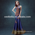 Dark Blue Satin Beaded Evening Gown woman Bodycon Dress Luxury Mermaid Sequin Woman Evening Dress